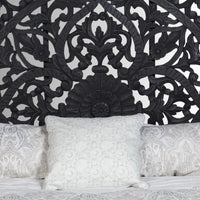 Praja Wooden Carved Designer Bed (Antique Black)