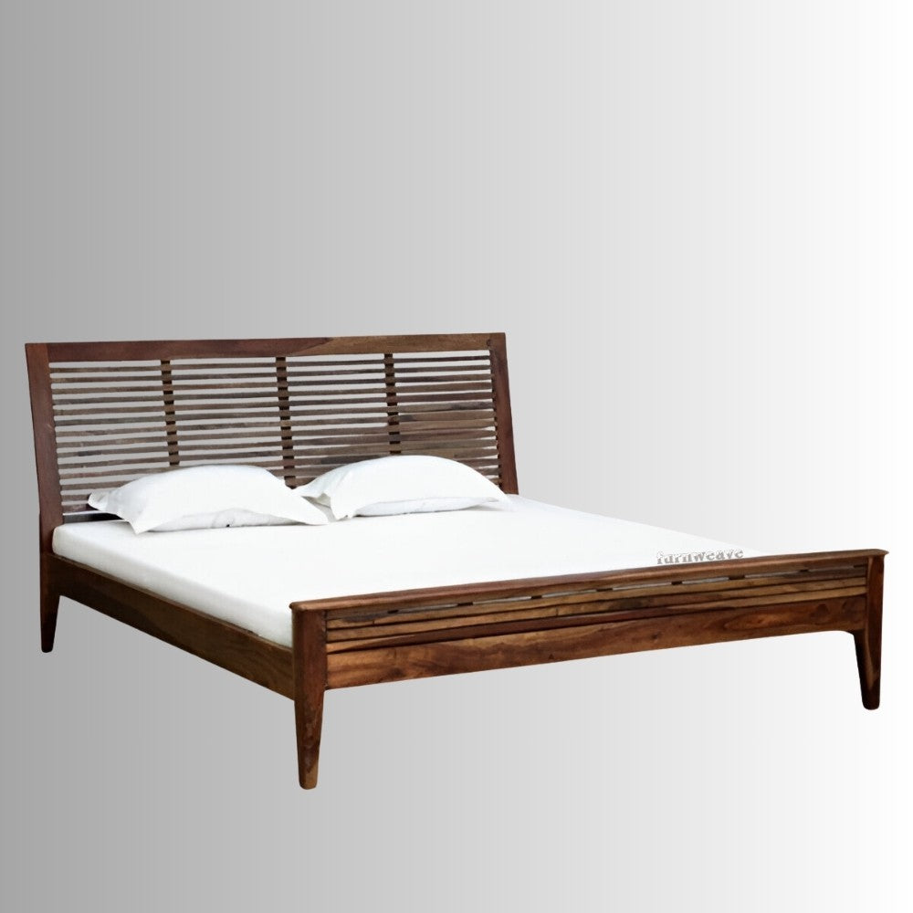 Uvin Wooden Bed Without Storage (Honey) | Wooden Beds | Wooden Double Beds | Solid Wood Furniture Online | Furnweave