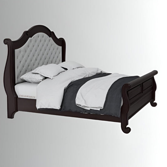 Umaid Wooden Designer Solid Wood Bed (Walnut) | Wooden Beds | Wooden King Size Bed | Wooden Queen Size Bed | Wooden Double Bed | Wooden Upholstered Bed | Solid Wood Furniture Online |  Furnweave