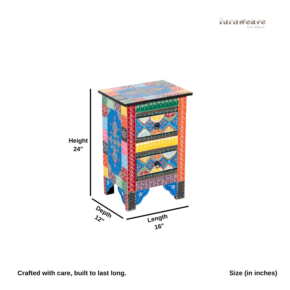 Inia Wooden Side Table (Handpainted)