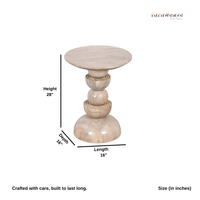 Karika Wooden Round Side Table (Cream Distress)