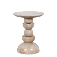Karika Wooden Round Side Table (Cream Distress)
