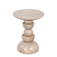 Karika Wooden Round Side Table (Cream Distress)