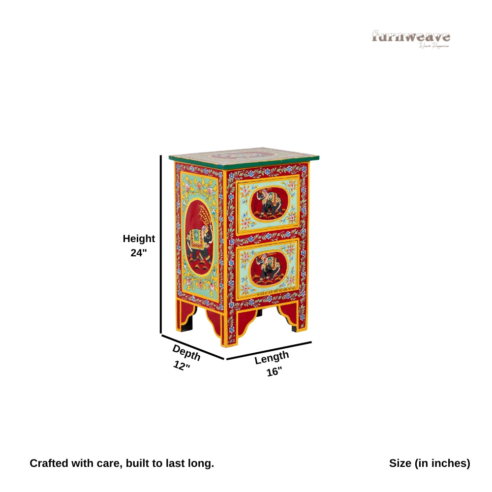 Wiki Wooden Side Table (Handpainted)