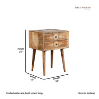 Apvan Wooden Handpainted Side Table (Natural)