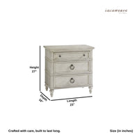 Leva Wooden Round Vintage Side Bedside (Off White)
