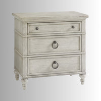 Leva Wooden Round Vintage Side Bedside (Off White)