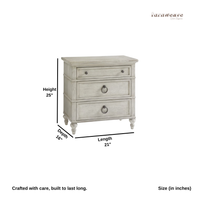 Leva Wooden Round Vintage Side Bedside (Off White)