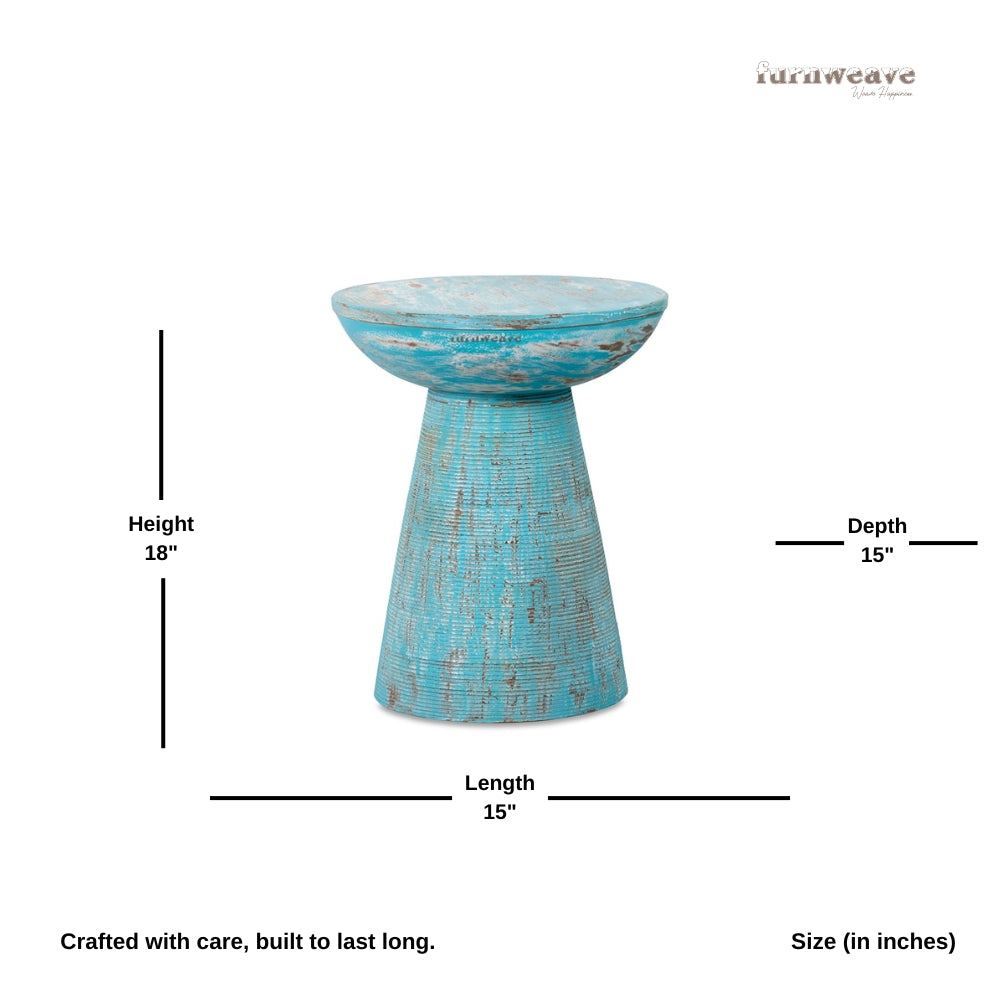 Ruben Wooden Rustic Side Table Set of Two (Light Blue Distress)