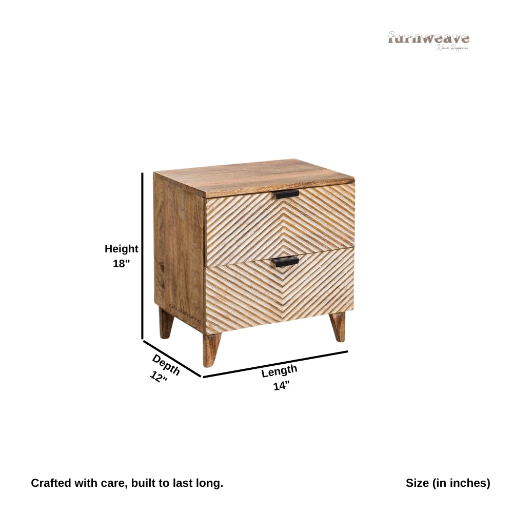 Sulve Wooden Designer Bedside (Brown)