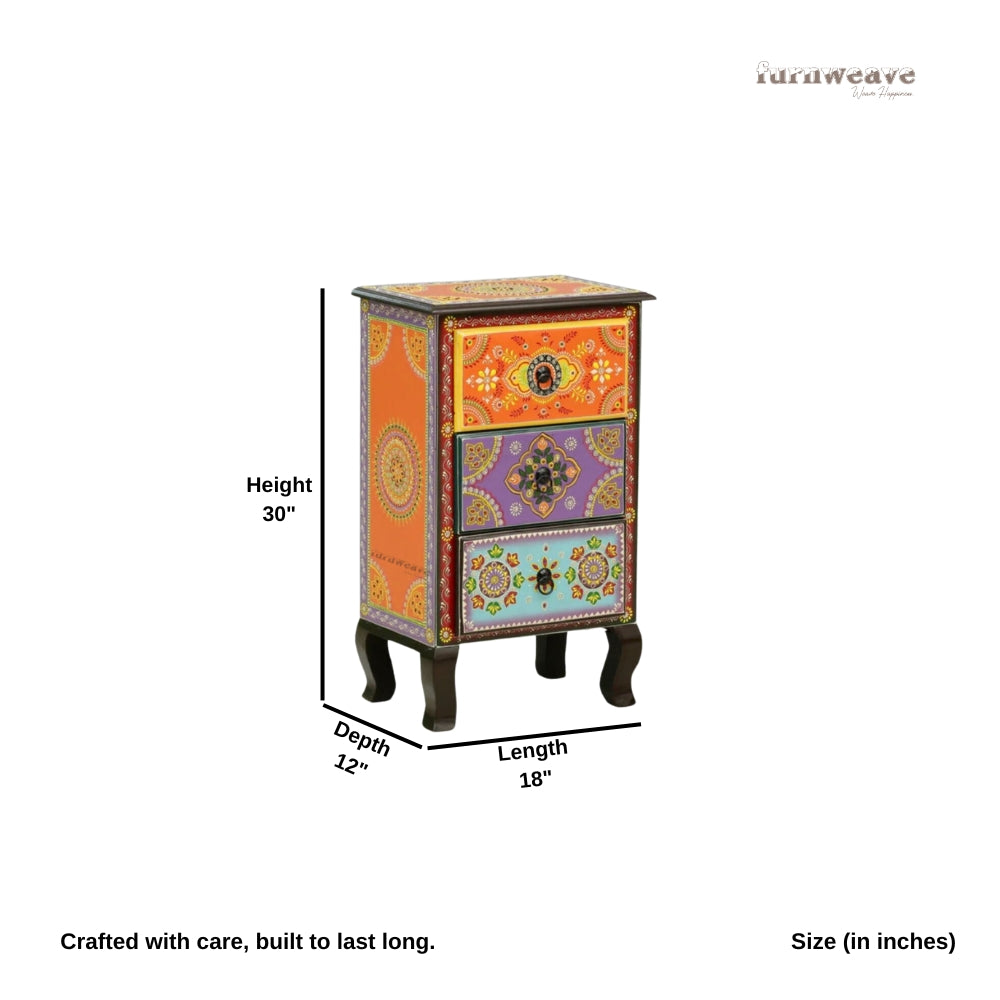 Raj Wooden Handpainted Side Table
