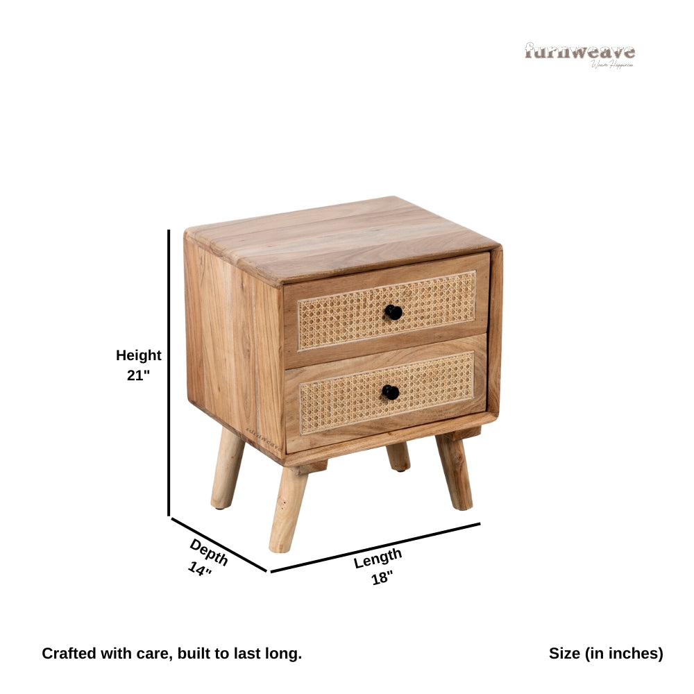 Jhumer Wooden Rattan Side Table (Natural)