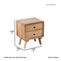 Jhumer Wooden Rattan Side Table (Natural)