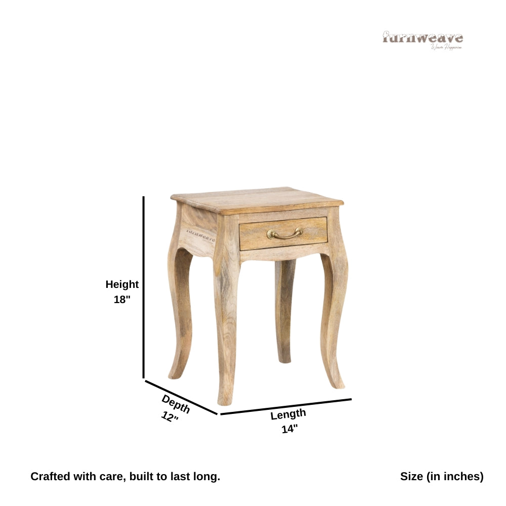 Pento Wooden Solid Wood Nightstand (Natural)