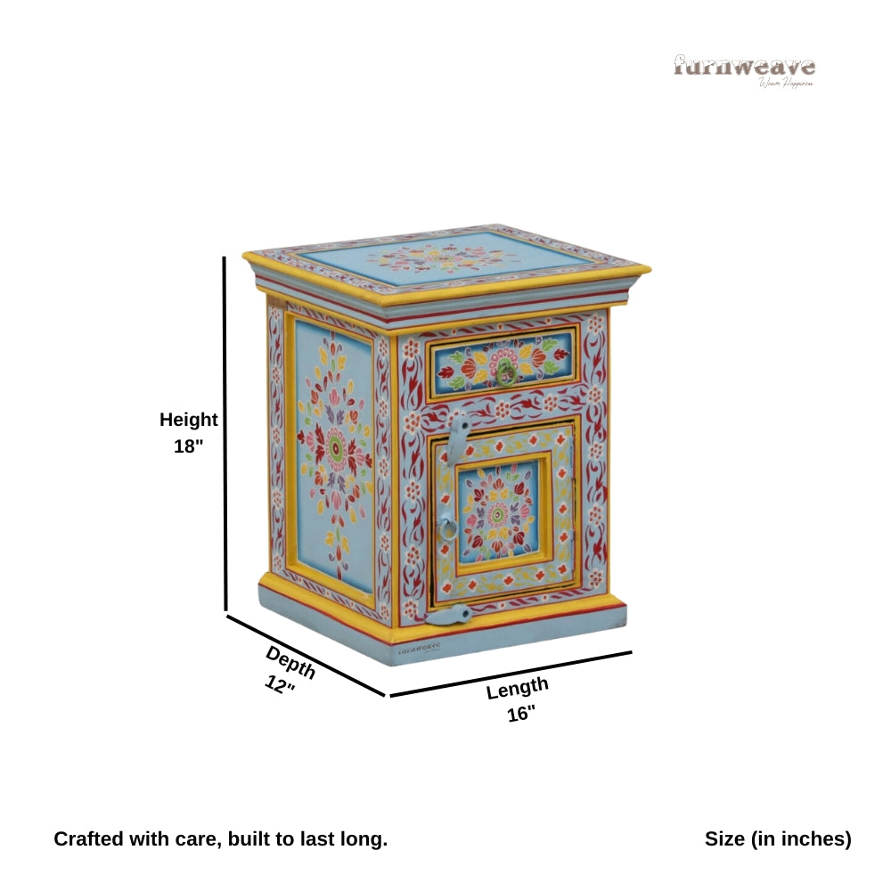 Keht Wooden Handpainted Side Table