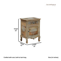 Jagva Wooden Handpainted Side Table (Natural)