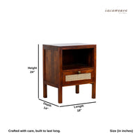 Safor Wooden Rattan Bedside (Teak Finish)