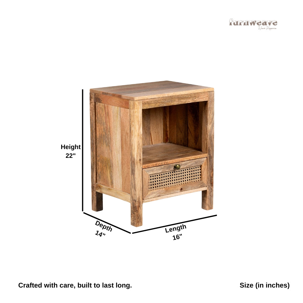 Safor Wooden Rattan Bedside (Natural)