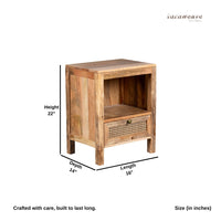Safor Wooden Rattan Bedside (Natural)