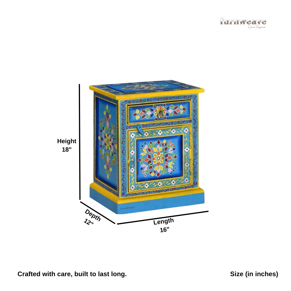 Crysta Wooden Handpainted Side Table (Model 2)