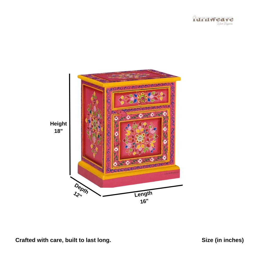 Crysta Wooden Handpainted Side Table (Model 1)
