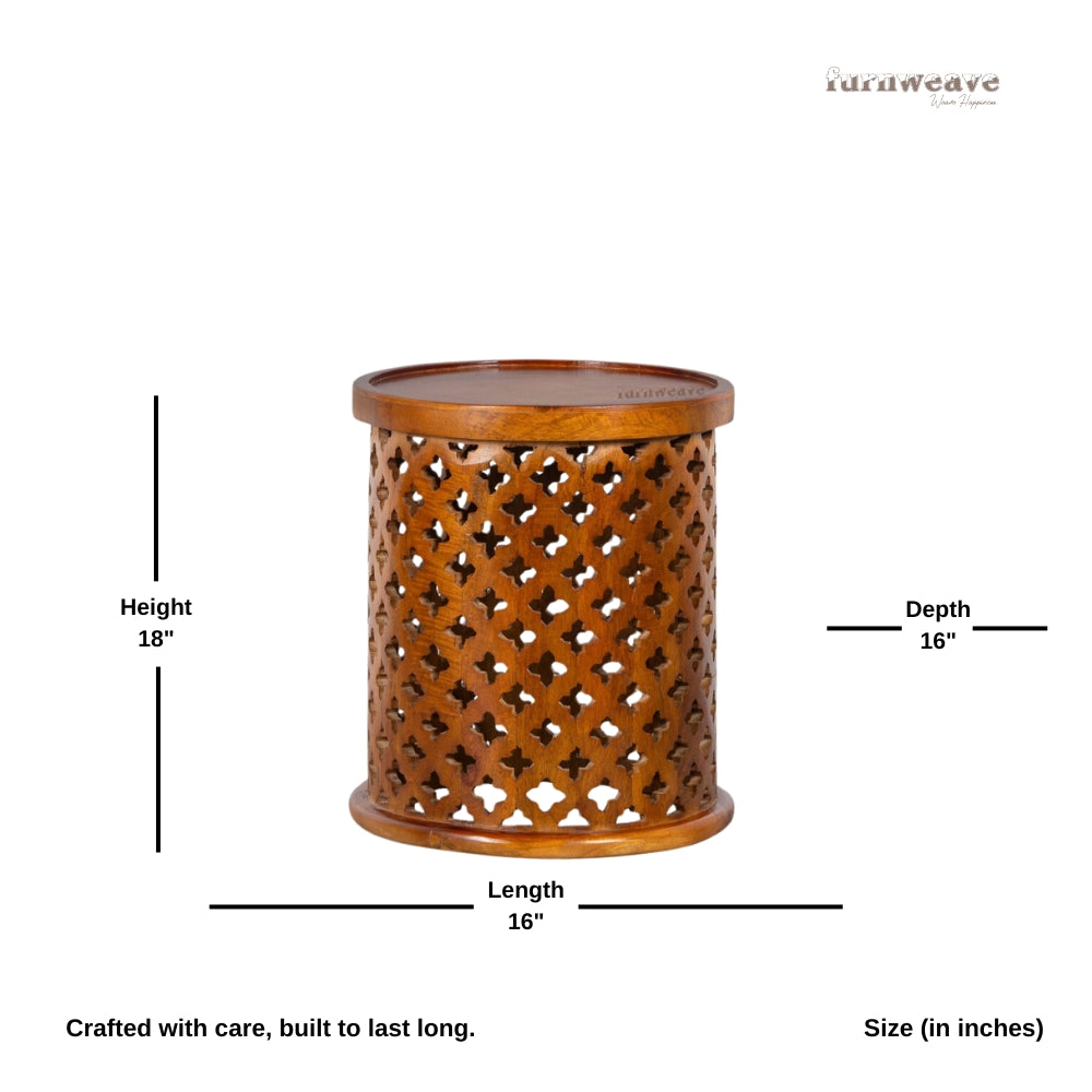 Jali Round Side Table (Teak)
