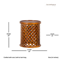 Jali Round Side Table (Teak)