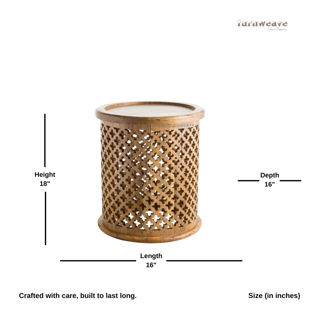 Jali Round Side Table (Natural)