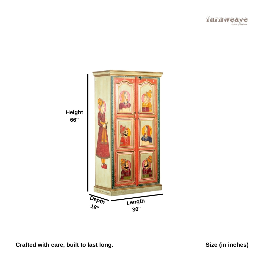 Raja Rani Wooden Handpainted Cupboard