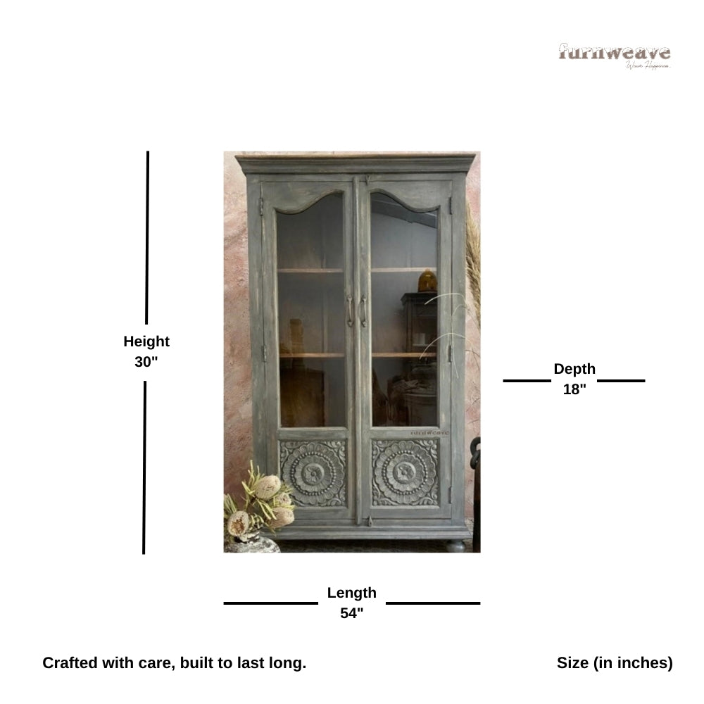 Remea Wooden Carved Display Rack (Grey Distress)