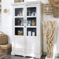 Wonse Wooden Antique Distress Cupboard (White Distress) | Wooden Wardrobe | Wooden Almirah | Cupboard for Bedroom | Solid Wood Storage Furniture | Solid Wood Furniture Online |  Furnweave