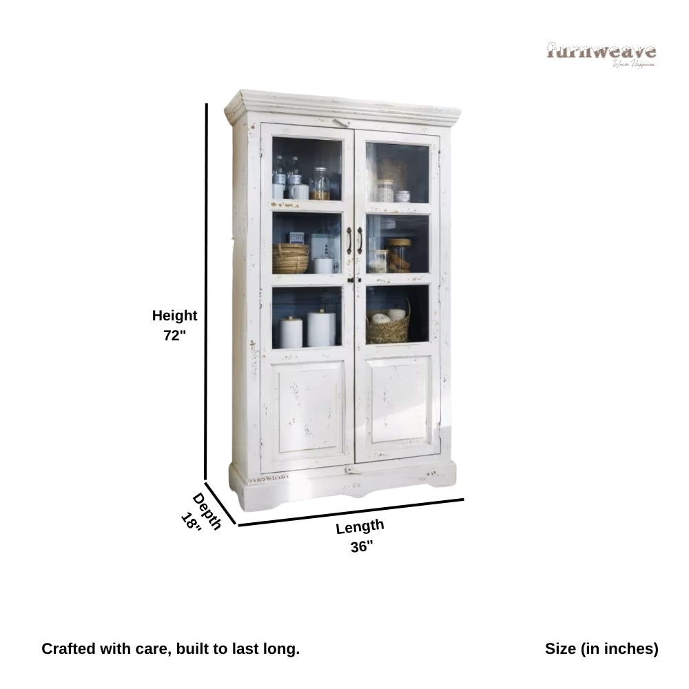 Wonse Wooden Antique Distress Cupboard (White Distress)