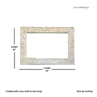 Sarba Wooden Carved Storage Cabinet with Mirror (Blue Distress)