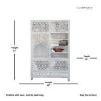 Namas Wooden Carved Storage Cabinet (White Distress)
