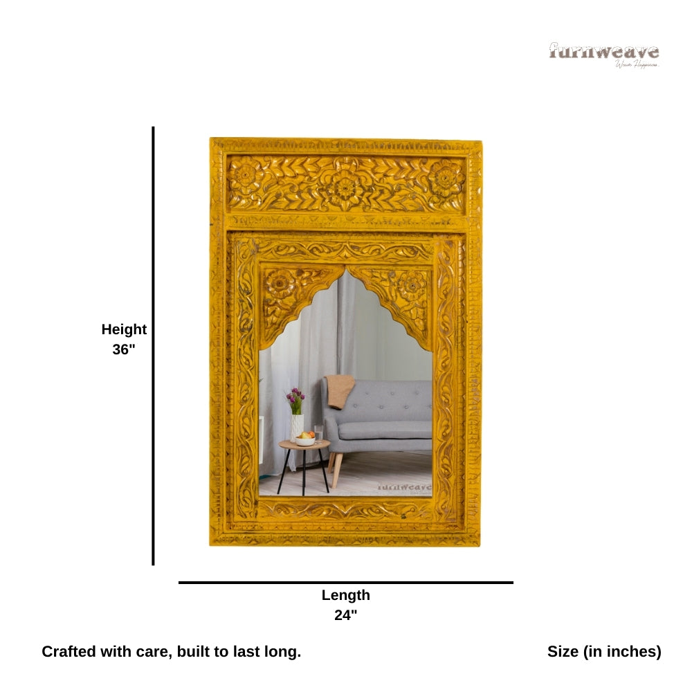 Biso Wooden Mirror Frame (Yellow Distress)