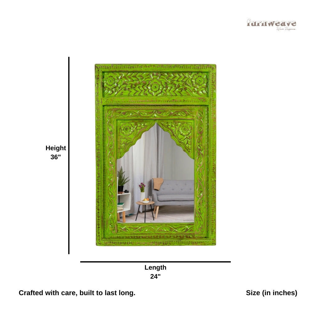 Biso Wooden Mirror Frame (Green Distress)