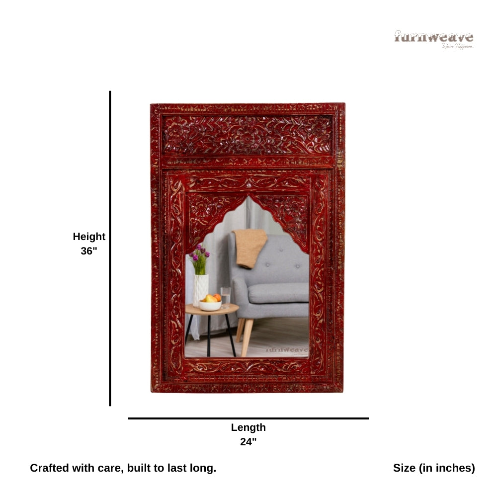 Biso Wooden Mirror Frame (Red Distress)