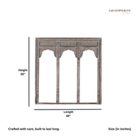 Haver Wooden Carved Mirror Frame Jharokha (Grey Distress)