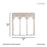 Haver Wooden Carved Mirror Frame Jharokha (White Distress)