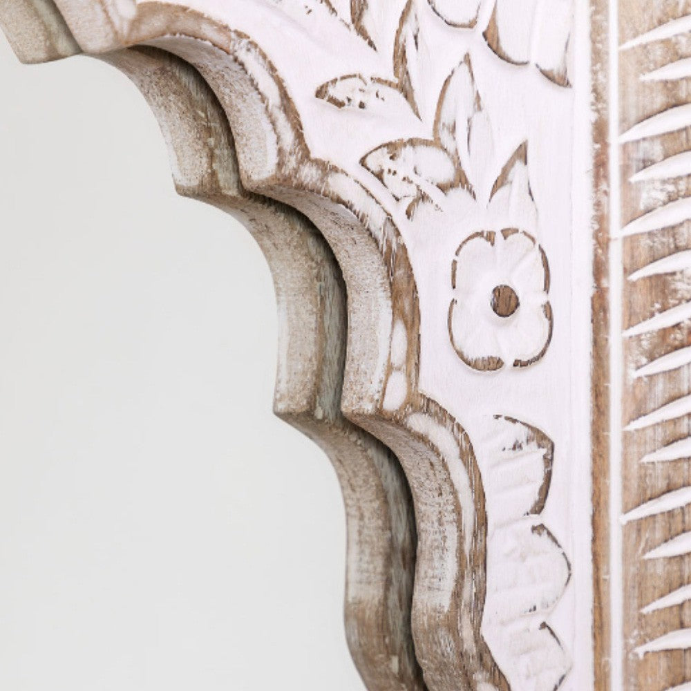 Sake Wooden Distress Antique Mirror Frame (White Distress)