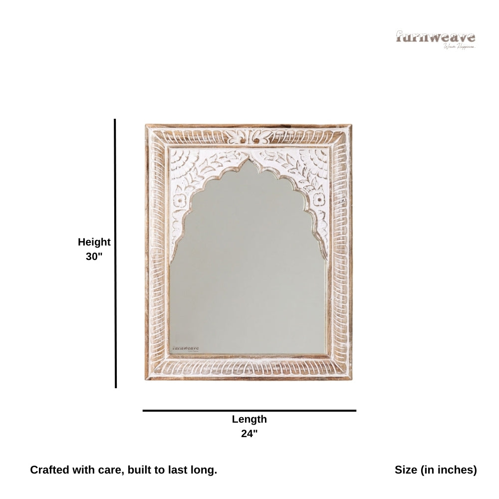 Sake Wooden Distress Antique Mirror Frame (White Distress)