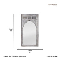 Ketki Wooden Carved Antique Mirror Frame (Antique Grey)
