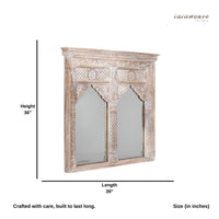 Jharo Two Arch Wooden Carved Mirror Frame (White Distress)