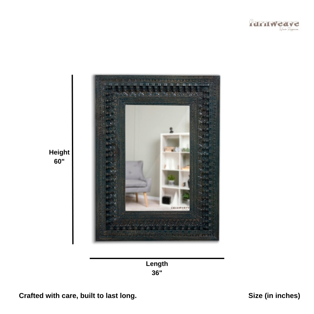 Bia Wooden Carved Mirror Frame (Antique Green)
