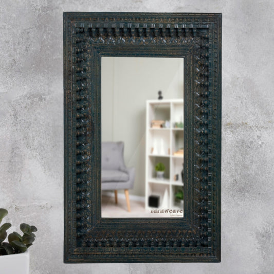 Bia Wooden Carved Mirror Frame (Antique Green)
