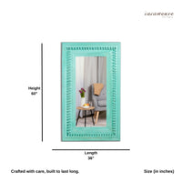 Bia Wooden Carved Mirror Frame (Turquoise)
