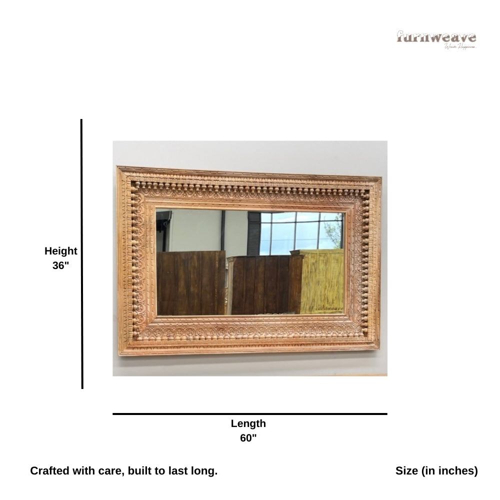 Bia Wooden Carved Mirror Frame (Natural)