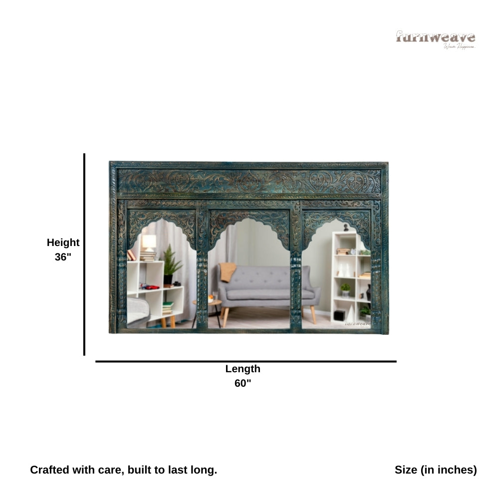 Kani Wooden Mirror Frame (Antique Green)