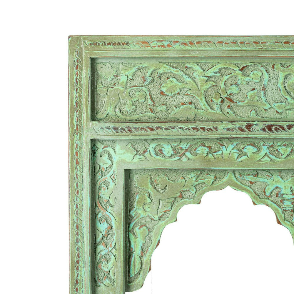 Kani Wooden Mirror Frame (Light Green Distress)