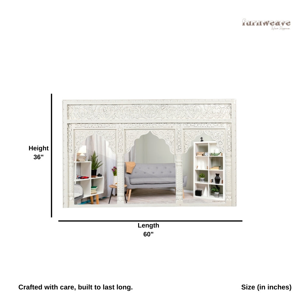 Kani Wooden Mirror Frame (White Distress)